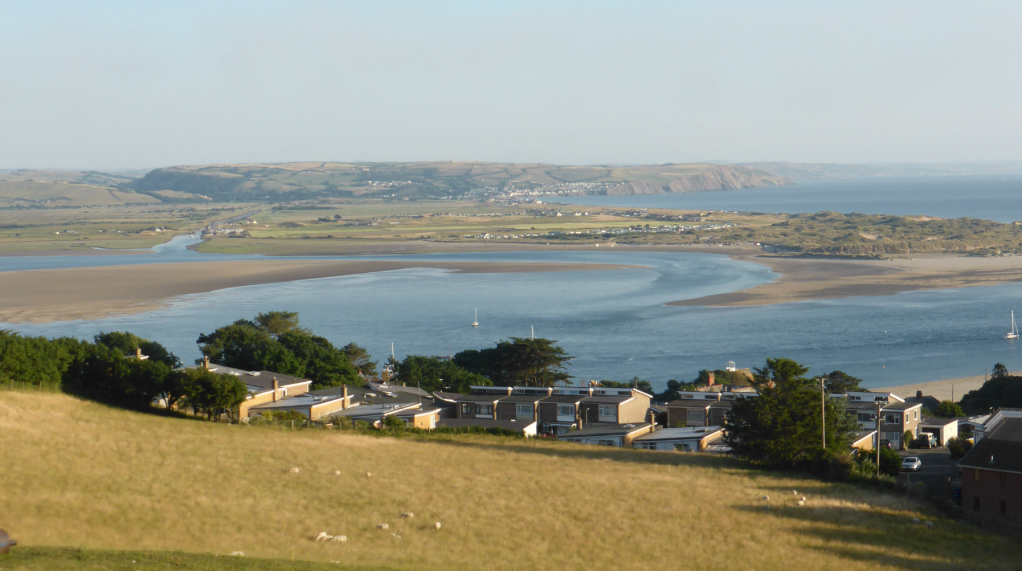 View over Dovey (Dyfi) estuary on descent to Aberdovey, nr end