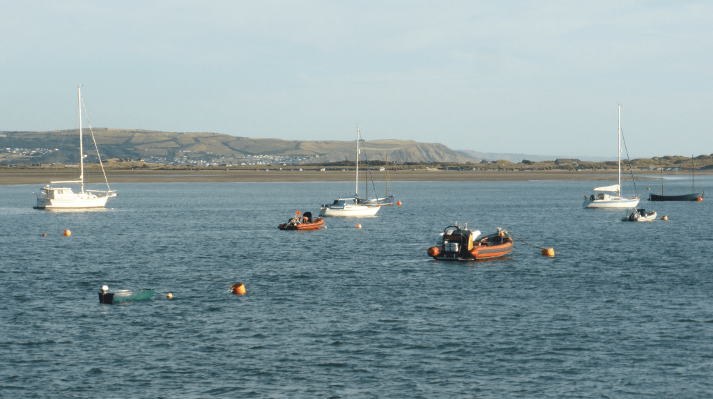 Boats moored off Aberdovey
