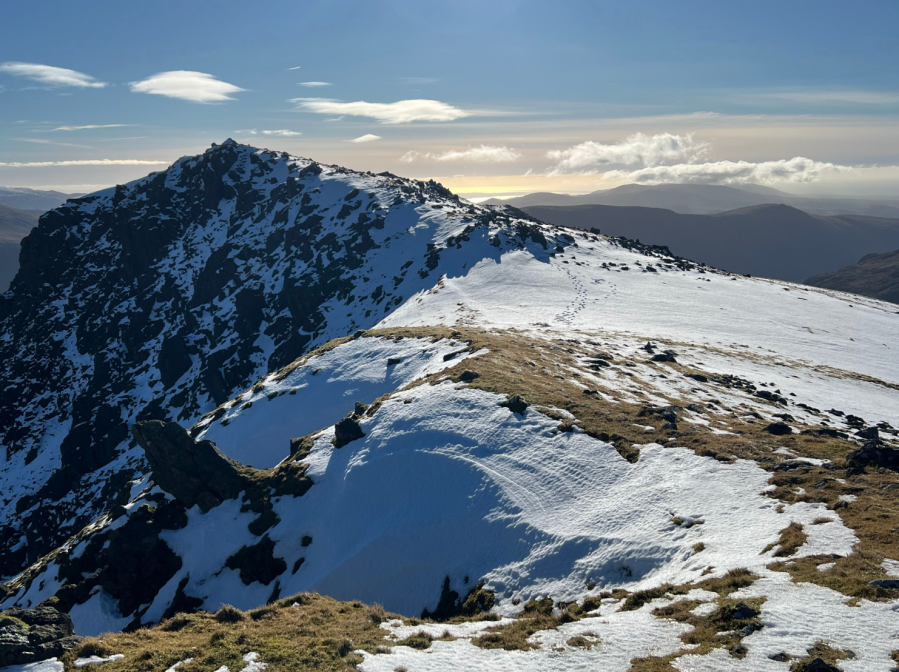 winter Wainwright round - Footprints from Red Pike. Credit: David Johnson / Nicky Oliver