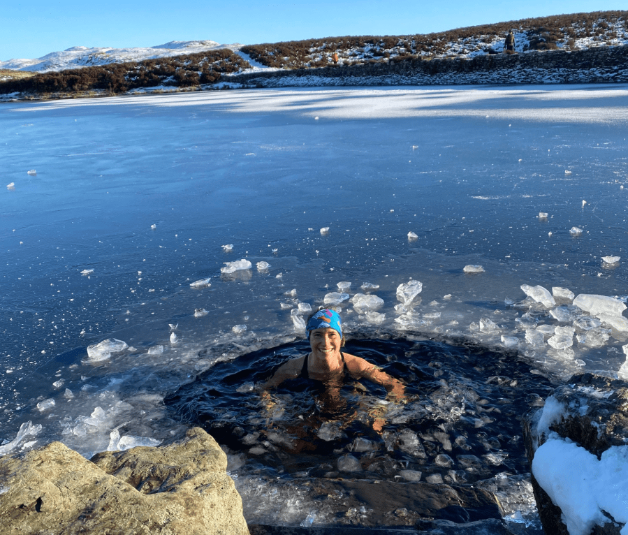 Marisa enjoys an icy jacuzzi. Credit: Marisa Wray