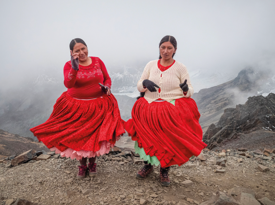 5. Elena and Julia dance on the summit of Pico Austria - credit Benjamin Swift
