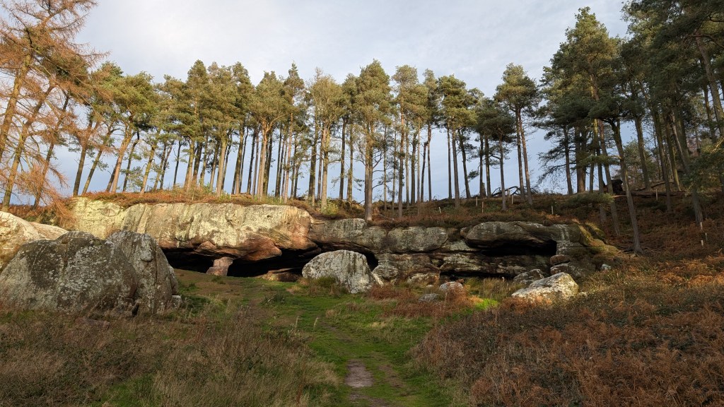 St Cuthberts Cave, a sandstone cave where monks are thought to have hidden with St Cuthbert's body when they were feeling from the viking raids on Lindisfarne
