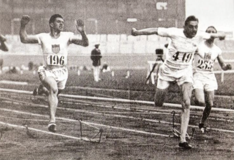 Harold Abrahams and Eric Liddell both wore Foster’s running pumps to win gold (in different races!) at the 1924 Paris Olympics. Credit: supplied by Grubs Boots