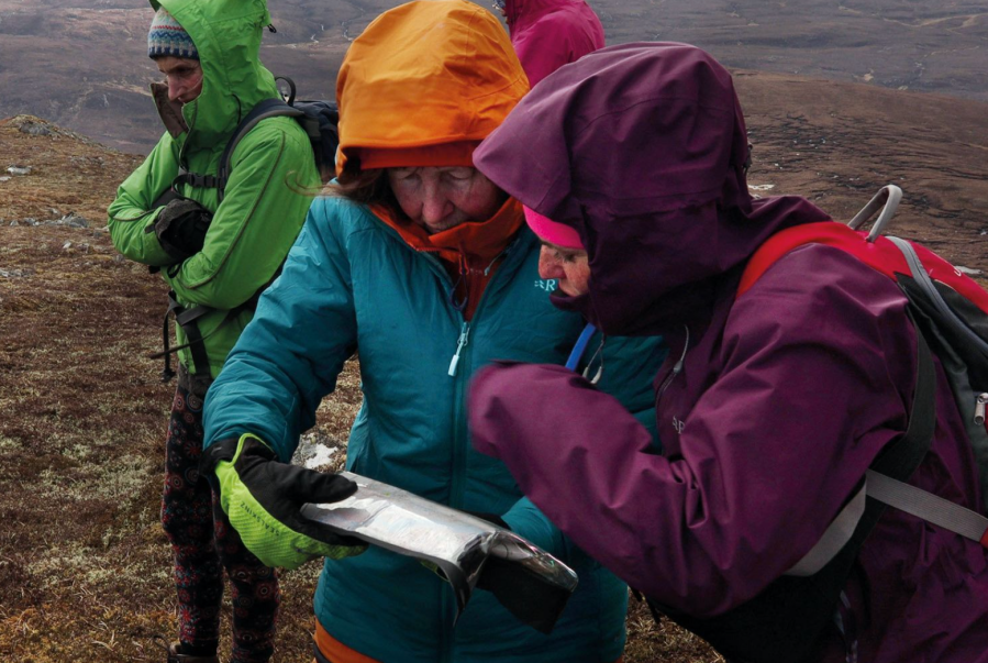 1.Lorraine finding her bearings on Graham no 1. Carn Connich, Strathconon. Credit - Kev Woods