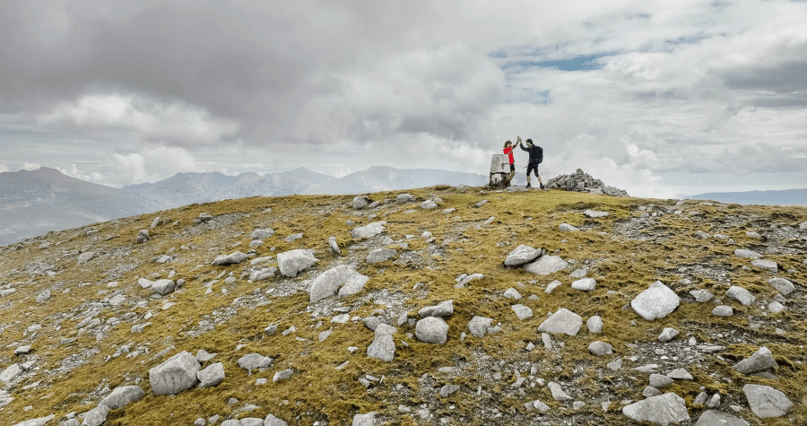 *DPS2*Celebrating the final island summit and final west coast summit. grahams round Mullach Buidhe, Arran. Credit Kev Woods