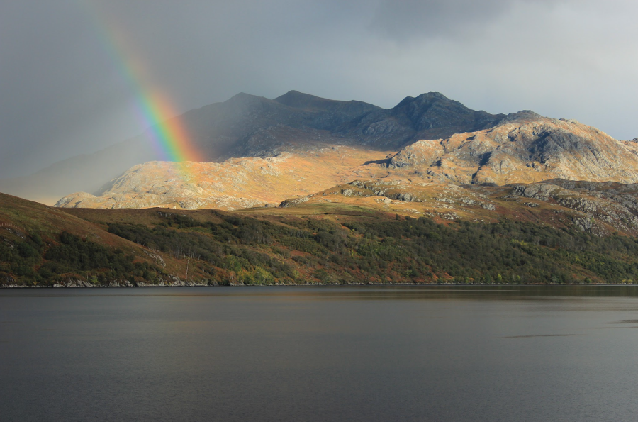 Beinn Àirigh Charr across Loch Maree, Spidean nan Clach, left, and Meall Chnàimhean, right (Rab Anderson).JPG
