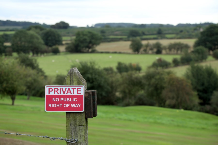 Yorkshire, UK – September 23, 2021: Sign warning of no right of way to the public Dominic Dudley