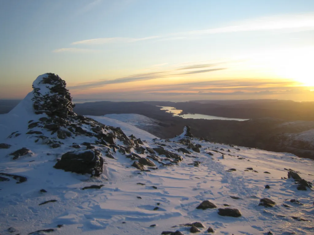 Ill Bell at sundown, with Windermere snaking into the distance. Credit: Norman Hadley