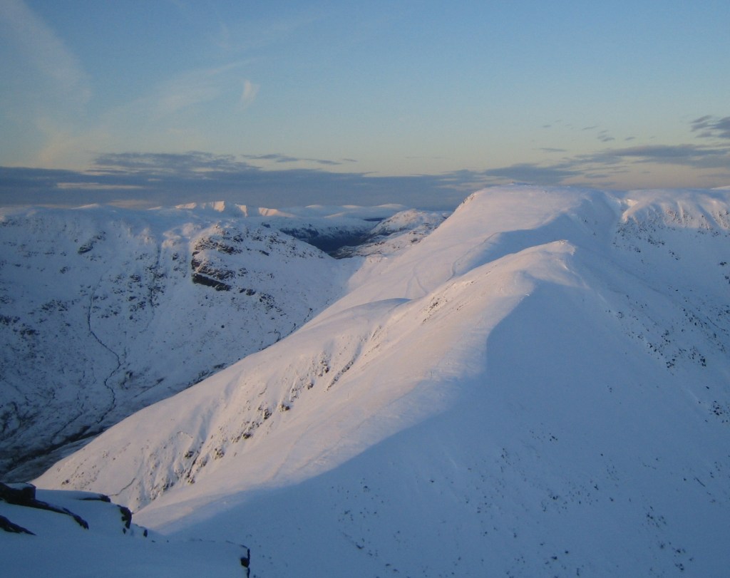 A sugared Froswick and Thornthwaite Crag basking in the dipping light.