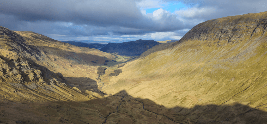 Looking down Grisedale from Dollywaggon Pike, its shadow laid at its feet.