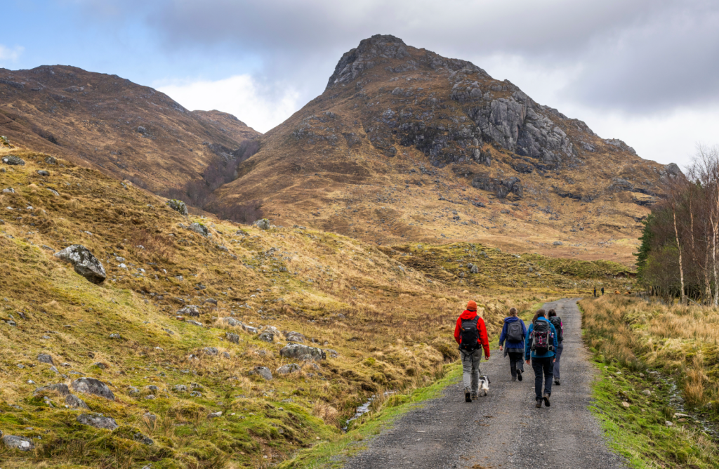 Following the beautiful glen towards the falls