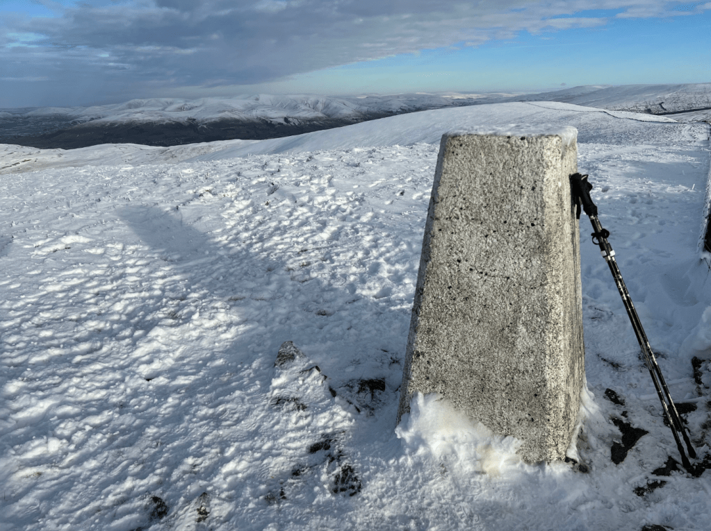 Looking north from trig at Calf Top, Long Bank and the Howgills beyond