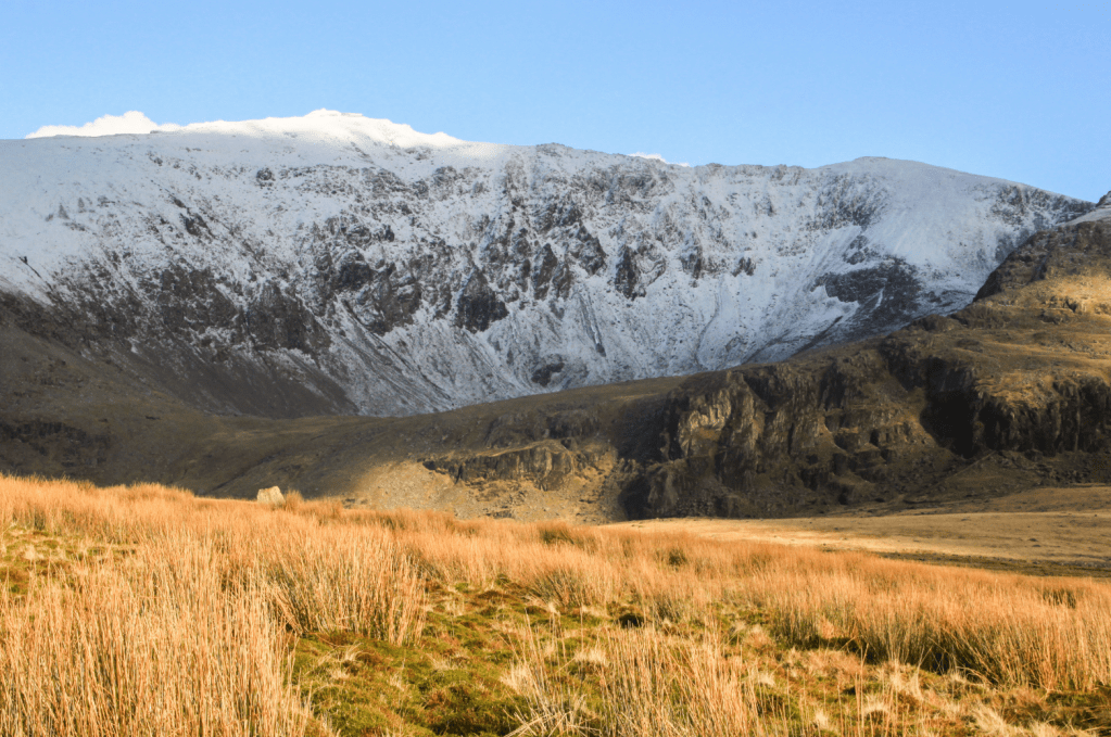 Yr Wyddfa seen from Cwm Treweunydd