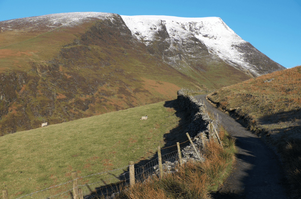 With Lonscale Fell ahead, the track heads into the valley of the Glenderaterra Beck