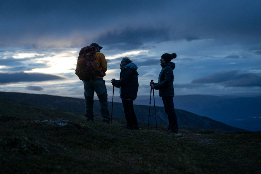 first wild camp - Discussing the next move - Minreet to go on, Mum to head down carefully. Credit: David Lintern