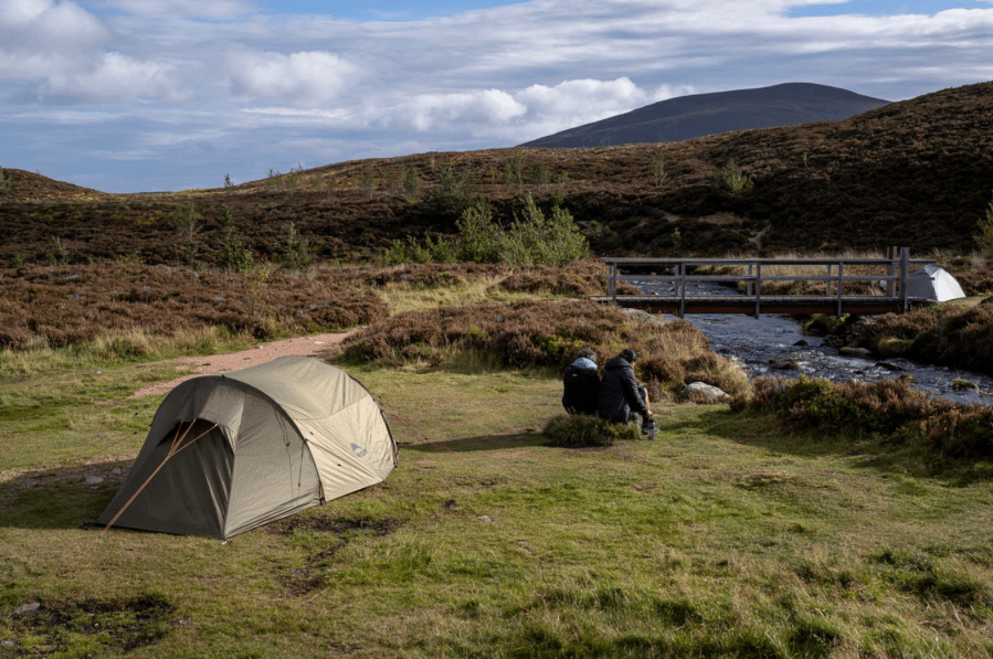 first wild camp - Enjoying the sun and the sound of the River Nethy
