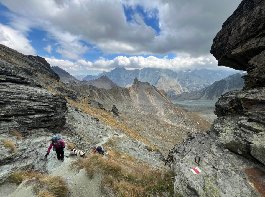 8 The many handholds and near vertical chains of the Col des Roux present the most technically difficult pass of the trail