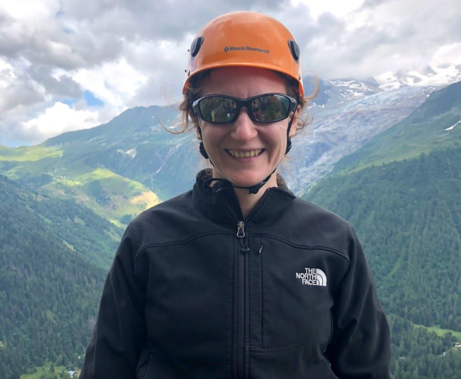 Kate climbing above Chamonix - credit Matthew Armstrong
