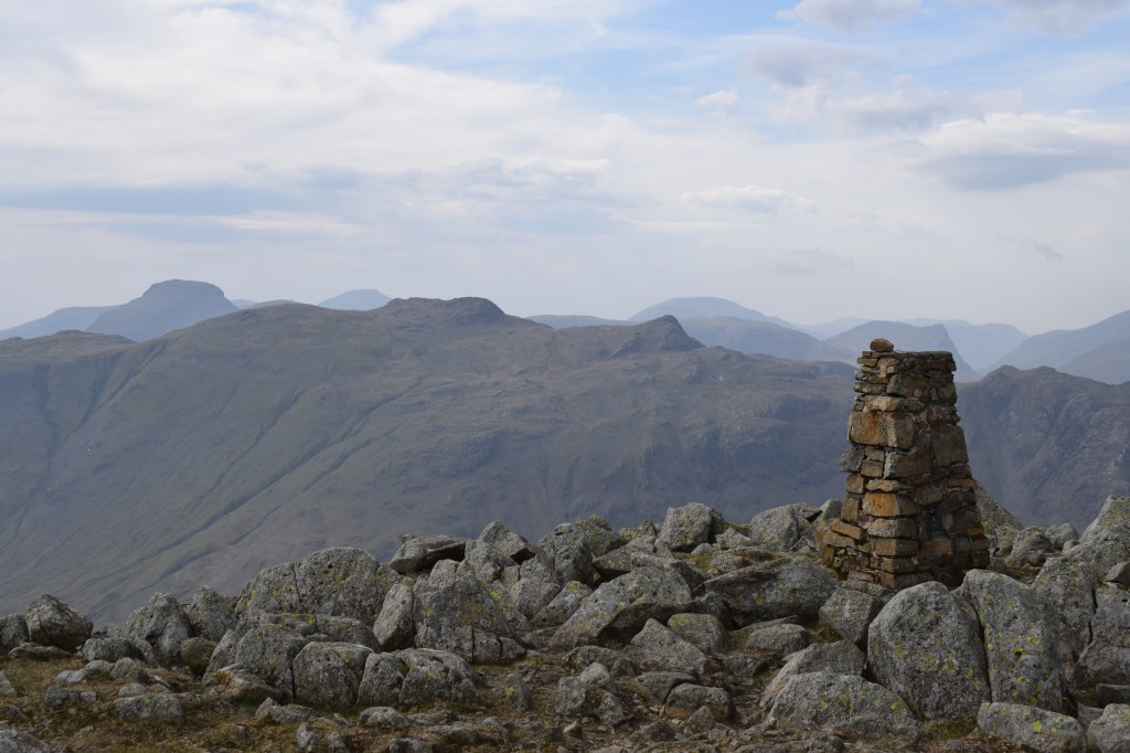 Lakeland 3000s - Views of a distant Great Gable (far left) from the summit of High Raise. Credit: James Forrest