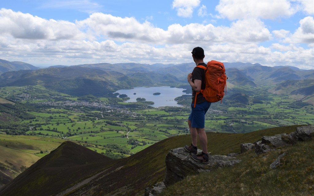 Lakeland 3000s 20. Gazing over Derwent Water from Carl Side