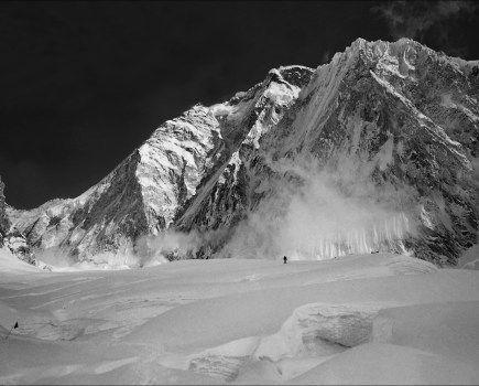 Cleare Perspectives NUPTSE - North Face - is seen from just below Camp 1at the entrance to the Western Cwm of Mount Everest. International Everest Expedition 1971.