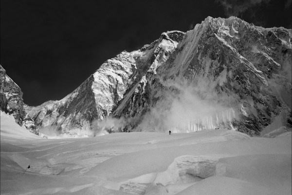 Cleare Perspectives NUPTSE - North Face - is seen from just below Camp 1at the entrance to the Western Cwm of Mount Everest. International Everest Expedition 1971.