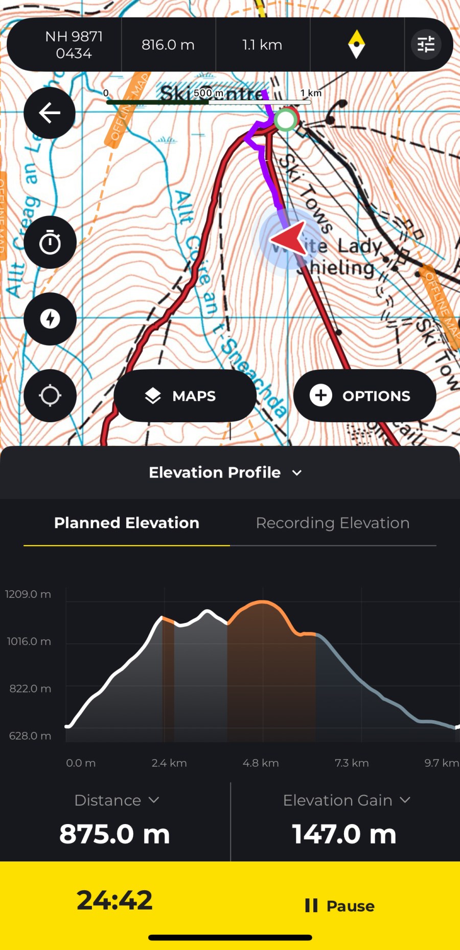 Hiiker elevation profile.