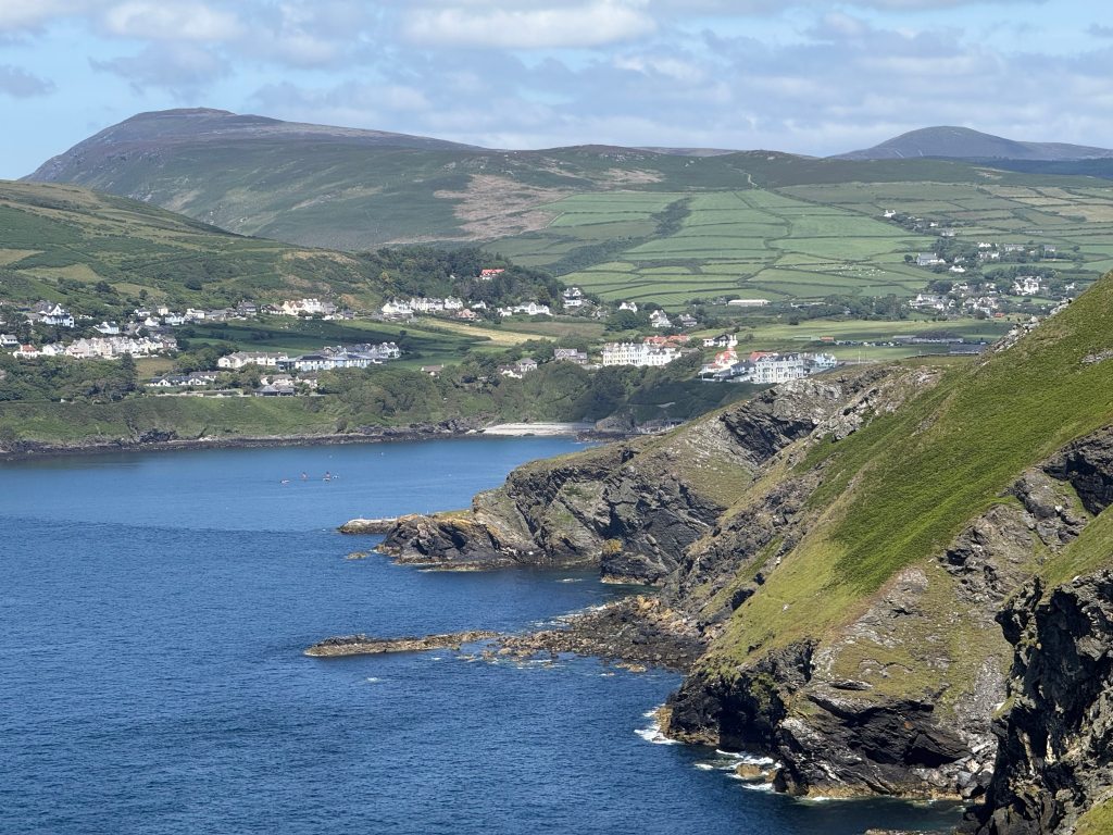 Raad ny Foillan = Walking down into Port Erin, South Barrule beyond. Credit: Francesca Donovan