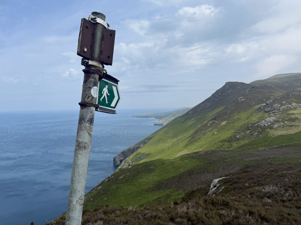 The distinctive gull Raad ny Foillan signposts the way from Lihiattee ny Beinnee to Crock ny Arrey Laa. Credit: Francesca Donovan