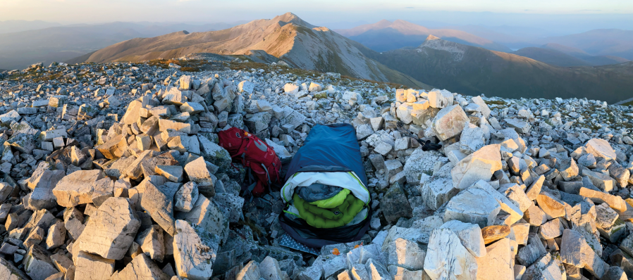 Hazel bivvies atop Stob Coire an Laoigh in the Grey Corries. Credit: Hazel Strachan