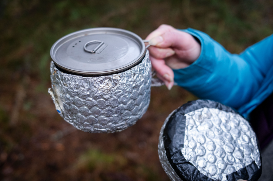 Bubble wrap pot cosy. Credit: David Lintern