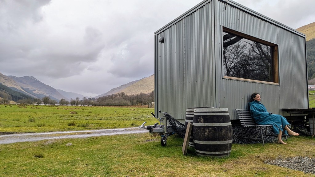 You'll get a cosy dryrobe so you can sit outside Rvival sauna and cool off in comfort