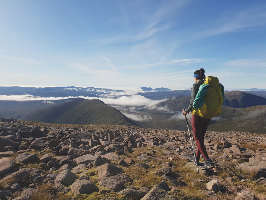 Backpacking up Ben Macdui summit