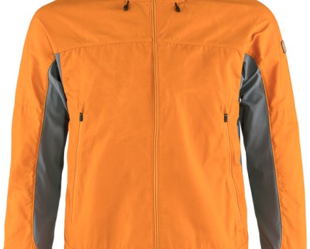 Orange and grey Fjallraven Abisko Lite Trekking jacket