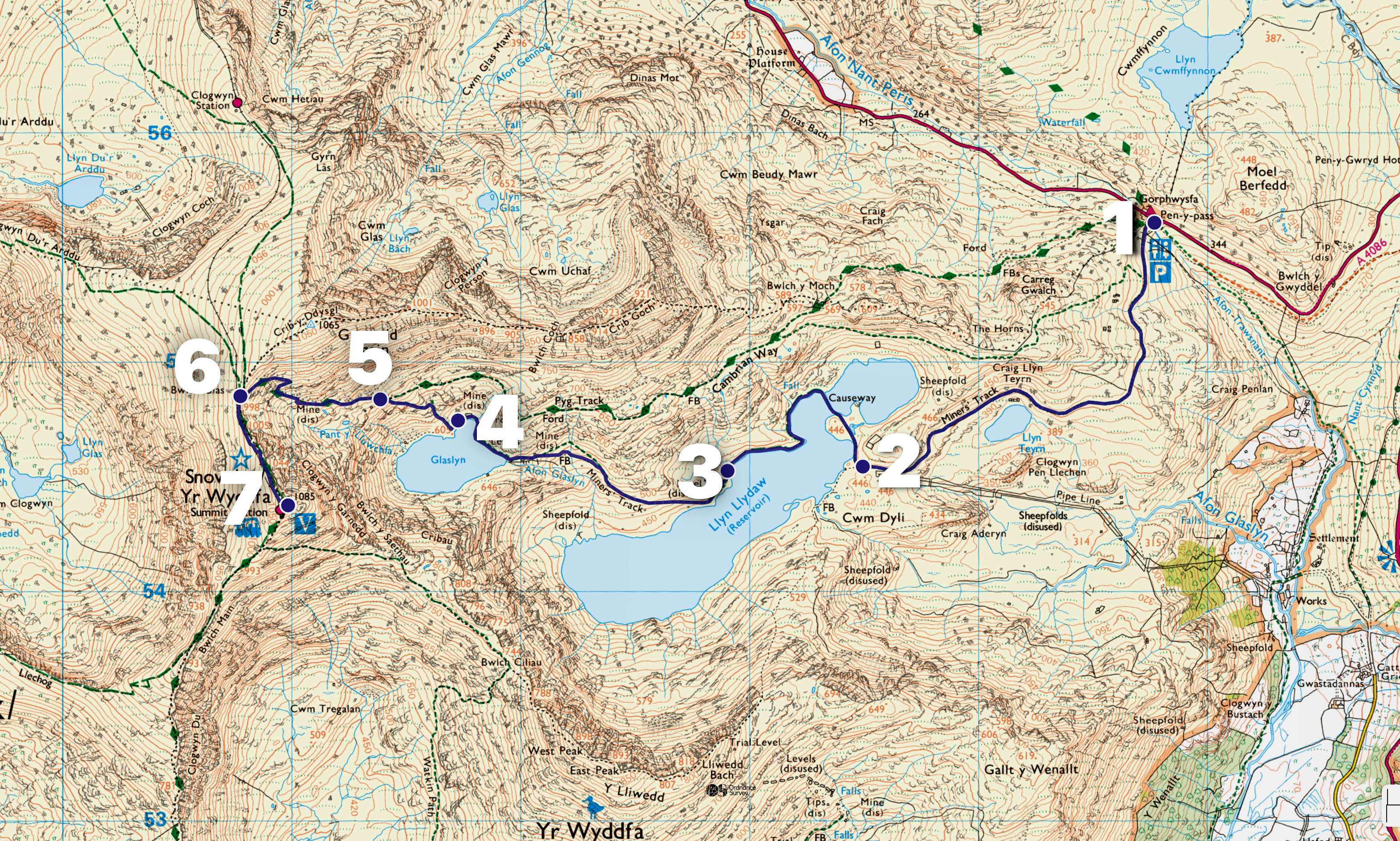 Os Map of Snowdon