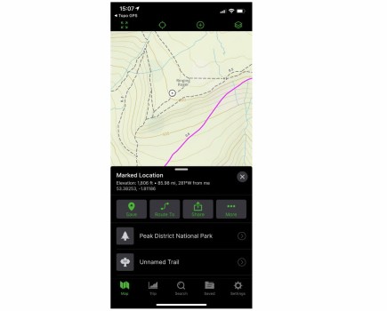 Gaia GPS interface