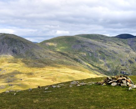 Sunlight showing the route up to Haycock summit