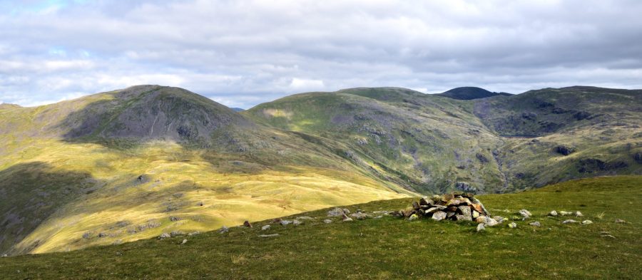 Sunlight showing the route up to Haycock summit