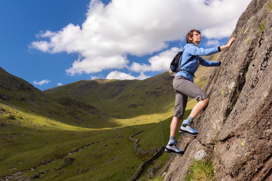 Scrambling on Seathwaite Slabs